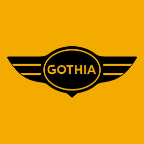 Gothia logo svart gul bakgrund